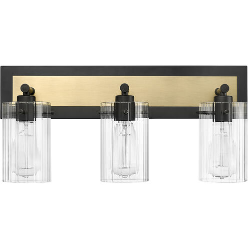 Gasol 3 Light 20.88 inch Matte Black/Vintage Brass Vanity Light Wall Light